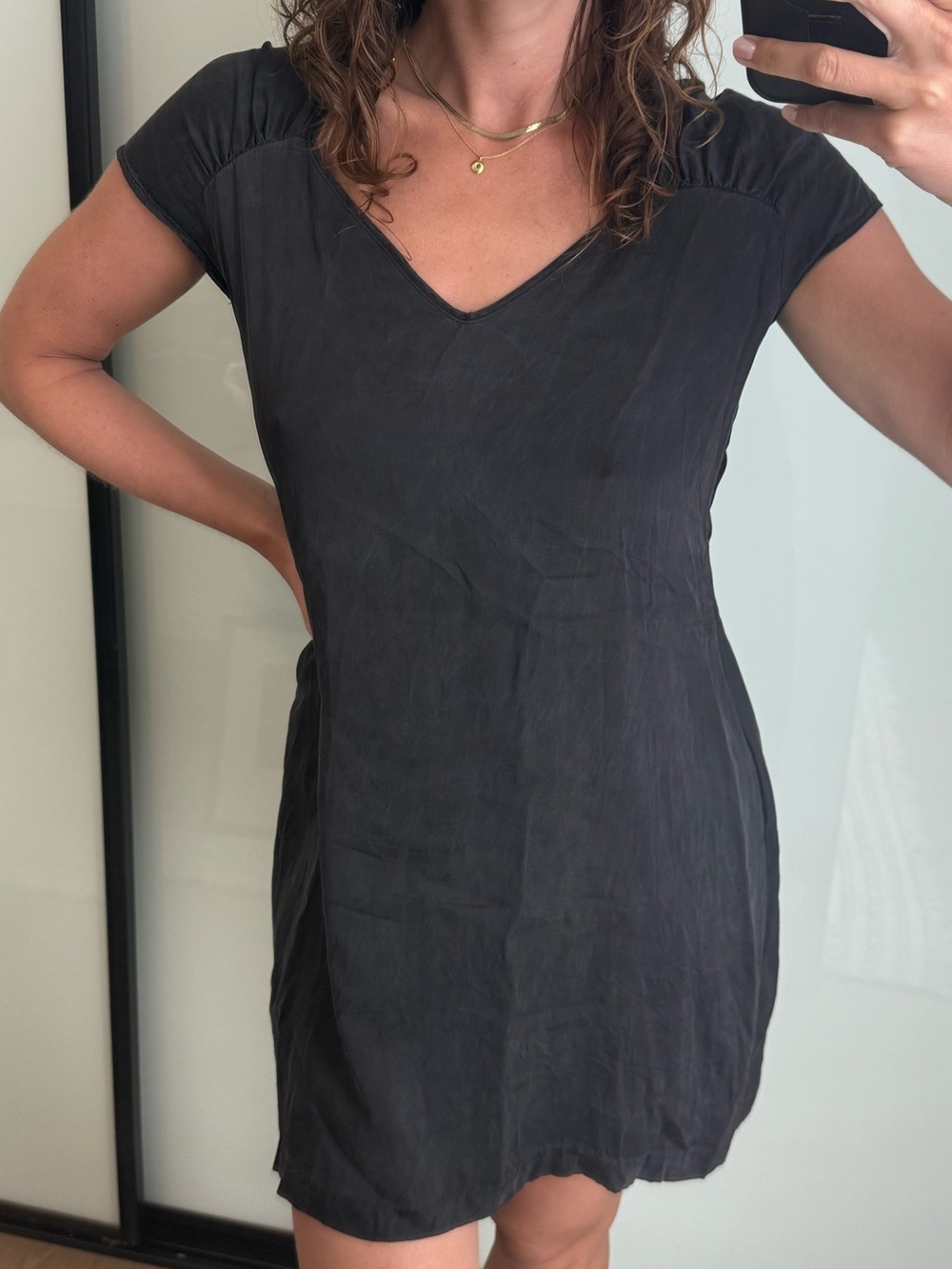 100% Silk Black Mini Dress